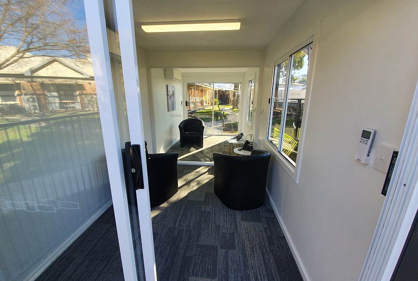Visiting pods installed at aged care complexes
